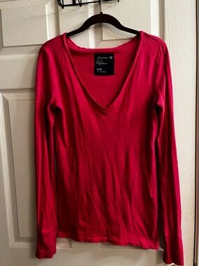 AMERICAN EAGLE~100% COTTON HOT PINK FITTED TEE~M